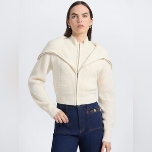 NWT DEREK LAM 10 CROSBY JAYNE LAYERED ZIP FRONT SWEATER